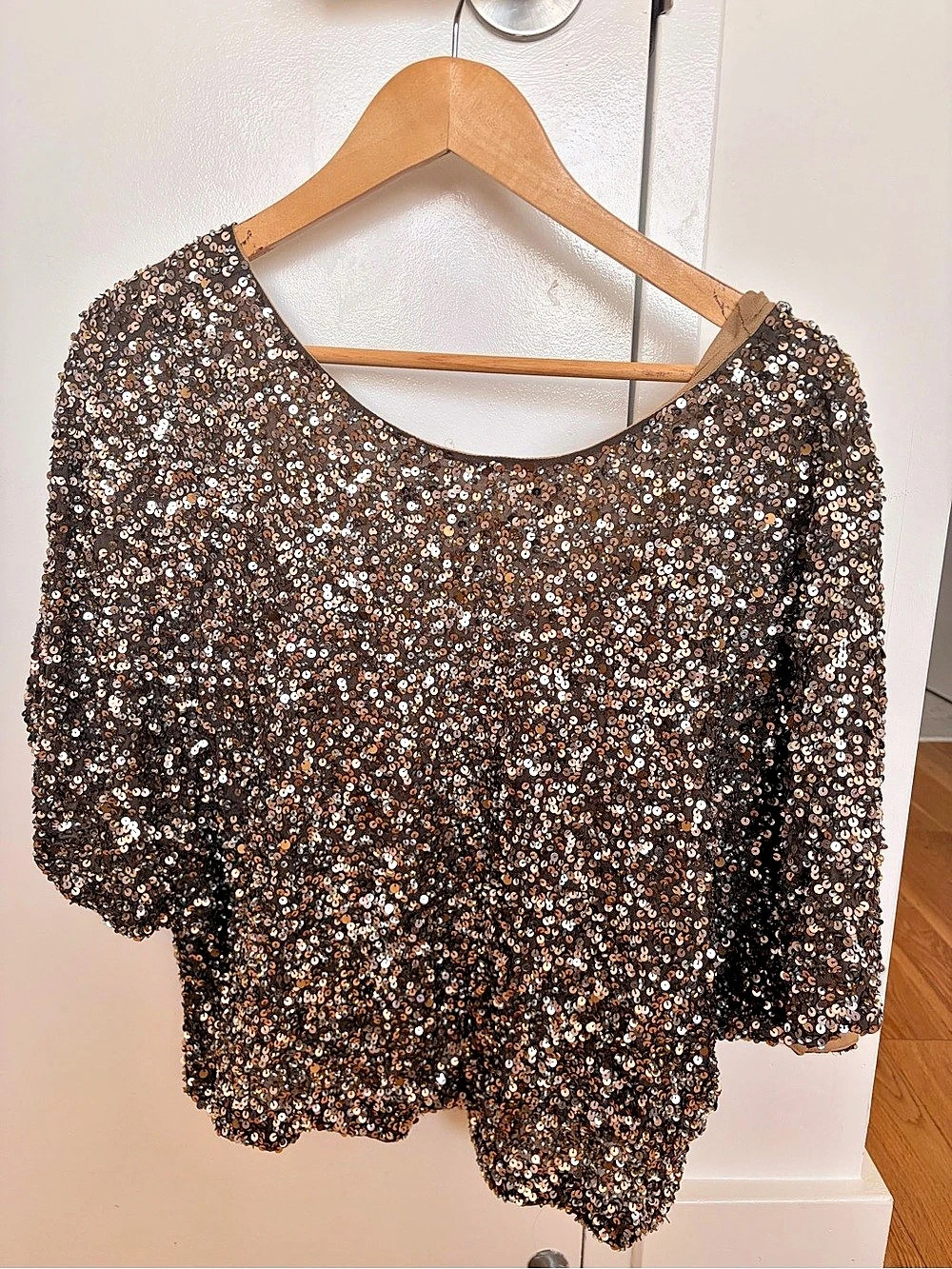 Vince Bronze Sequin Blouse — Size Medium